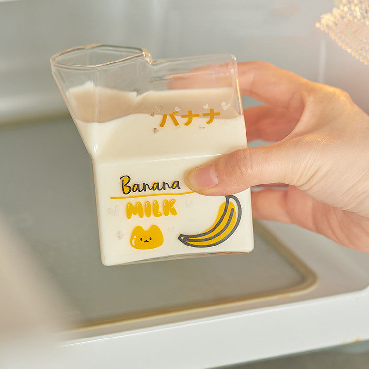Glass Square Milk Carton Mug Microwaveable