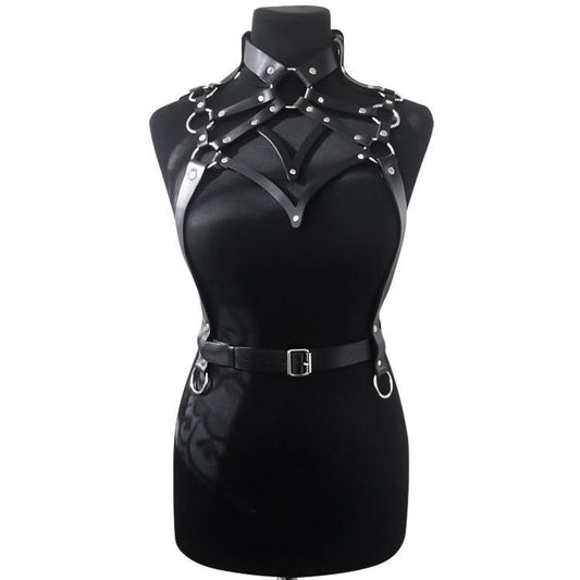 Women's Artificial Leather Body Belly Band Shoulder Wearing Ring Horse Harness For Dancing Toys With Fetish - Alternative Gothic Dark Wear | Embrace Dark Aesthetic Men & Women Gothic Clothing