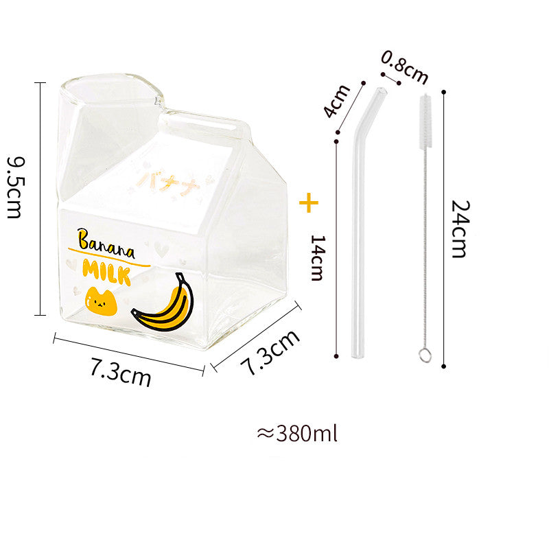 Glass Square Milk Carton Mug Microwaveable