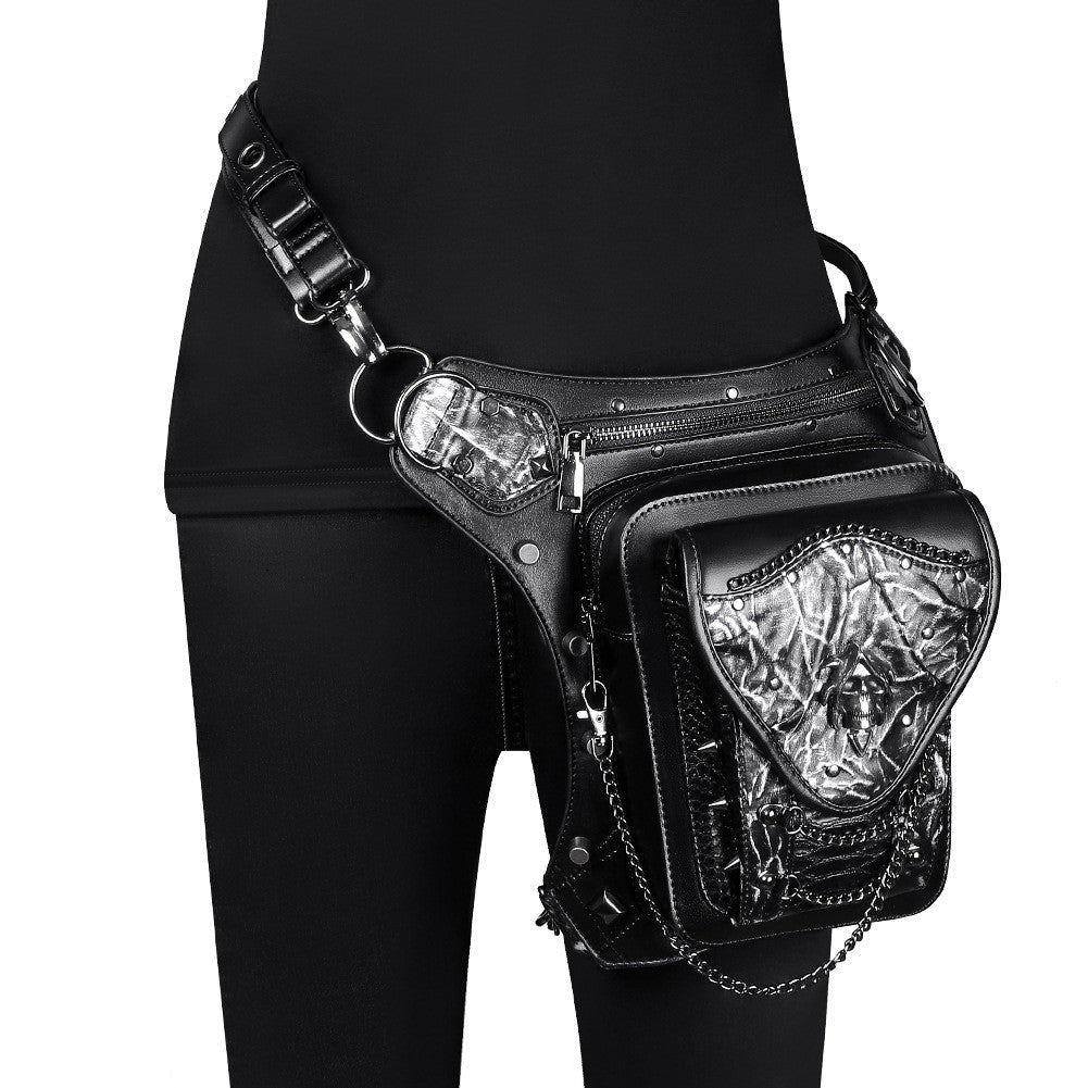 New Steampunk Skull Chain Locomotive Bag - Alternative Gothic Dark Wear | Embrace Dark Aesthetic Men & Women Gothic Clothing