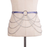 Metal Chain Leather Belt Body Chains - Alternative Gothic Dark Wear | Embrace Dark Aesthetic Men & Women Gothic Clothing
