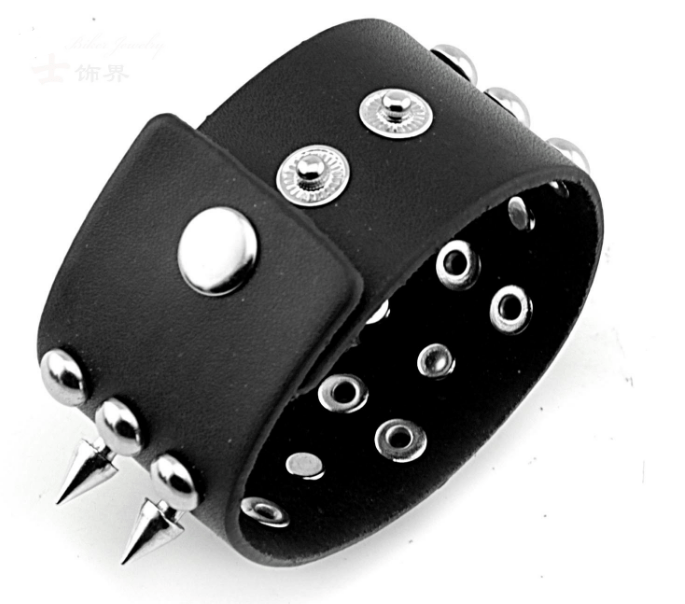 Aroncent 3 Piece Set Spike Studded Rivet Punk Rock Biker Leather Bracelets with Wide Straps and Adjustable Chain Wristbands - Alternative Gothic Dark Wear | Embrace Dark Aesthetic Men & Women Gothic Clothing