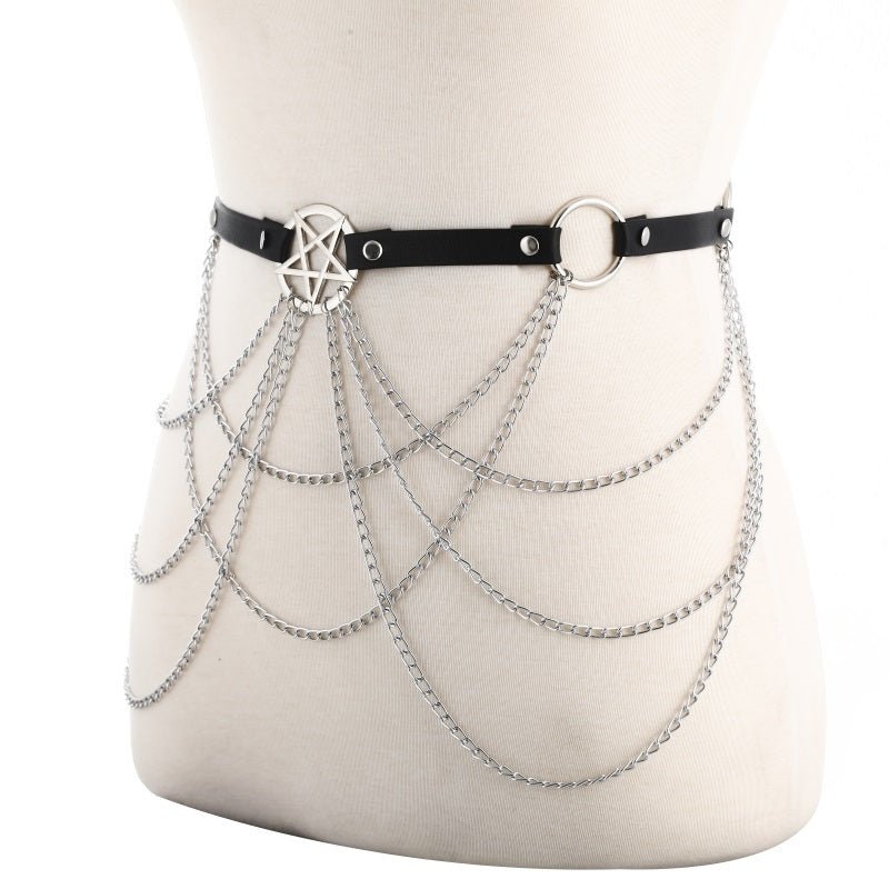 Pentagram Body Chain Jewelry Sexy Belt Belt Chain Gothic Harness - Alternative Gothic Dark Wear | Embrace Dark Aesthetic Men & Women Gothic Clothing
