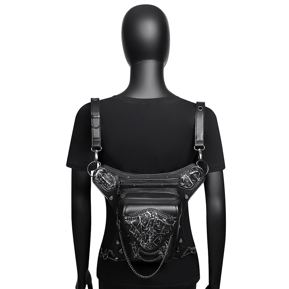 New Steampunk Skull Chain Locomotive Bag - Alternative Gothic Dark Wear | Embrace Dark Aesthetic Men & Women Gothic Clothing