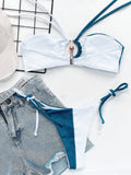 Fashion Women's Split Halter Stitching Bikini
