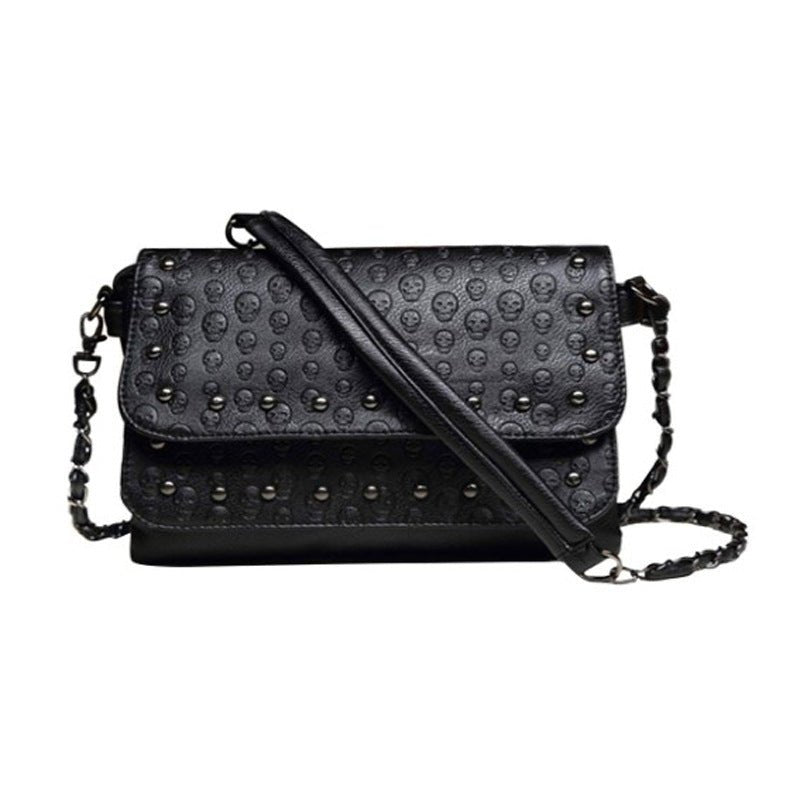 Skull Bag Embossed Chain Trend - Alternative Gothic Dark Wear | Embrace Dark Aesthetic Men & Women Gothic Clothing