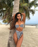 Double-sided striped split bikini