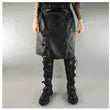 Men Gothic Black Leather Kilt | Steampunk Scottish Biker Style with Metal Hardware