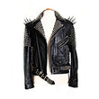 Women’s Silver Studded Genuine Leather Jacket
