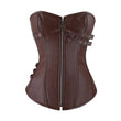 Women Brown Leather Corset OverBust Corset - Alternative Gothic Dark Wear | Embrace Dark Aesthetic Men & Women Gothic Clothing