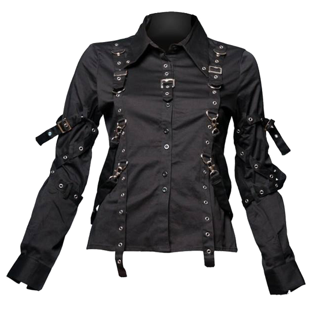Women Black Gothic Shirt | Dark & Edgy Alternative Fashion Top