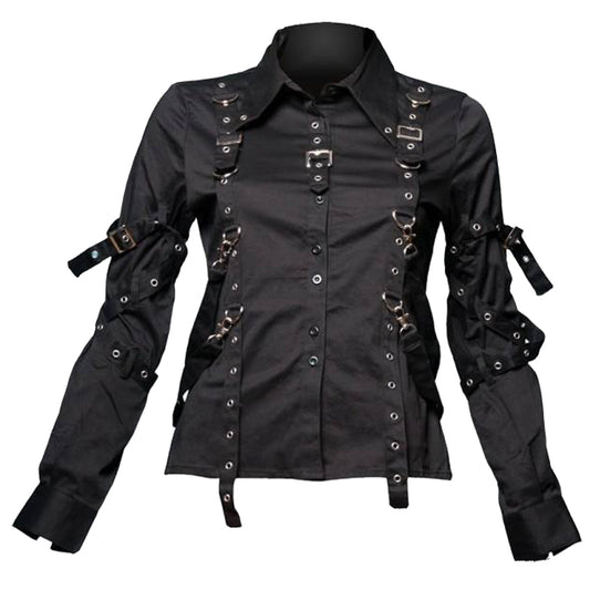 Women Black Gothic Shirt | Dark & Edgy Alternative Fashion Top