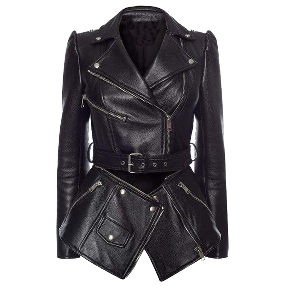 Women’s Double-Breasted Gothic Leather Coat