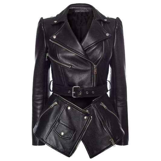 Women’s Double-Breasted Gothic Leather Coat