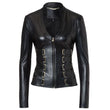 Women Dark Bondage Leather Jacket | Gothic Buckle Straps & Structured Fit Jacket