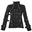 Women's Gothic Steampunk Jacket | Buckles, Eyelets & Hip-Length Bondage Style Jacket
