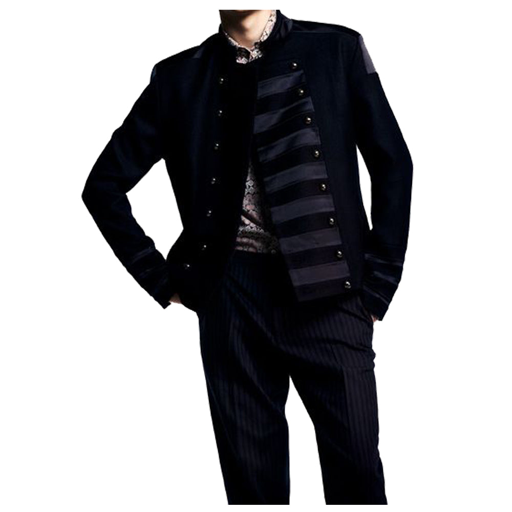 Men's Black Velvet Gothic Style Coat | Luxurious Formal Outerwear with Dark Elegance