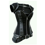 Women Gothic Corset | Black Steampunk Waist Cincher with Boning