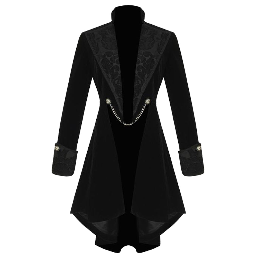 Women Pentagram Gothic Velvet Coat | Black Witchy Steampunk Trench Coat