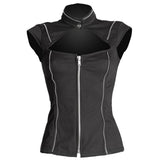 Women Black Sleeveless Shirt | Stylish Gothic Inspired Slim Fit Top