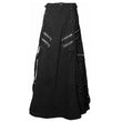 Men Long Black Steampunk Gothic Kilt | Cotton Skirt with Cargo Pockets & Straps