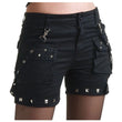 Women Gothic Black Cargo Shorts | Edgy Alternative Streetwear with Utility Pockets