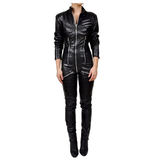 Ladies Black Leather Dress | Sleek Cowhide Gothic Bodycon Dress