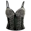 Women Studded Corset Black Blouse | Punk Studded Corset Top for Gothic Fashion