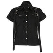 Men Gothic Steampunk Shirt | Short Sleeve Black Zip Shirt