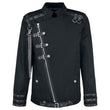 Men's Gothic Black Buckle & Chain Shirt | Long Sleeve Cotton Zipper Shirt