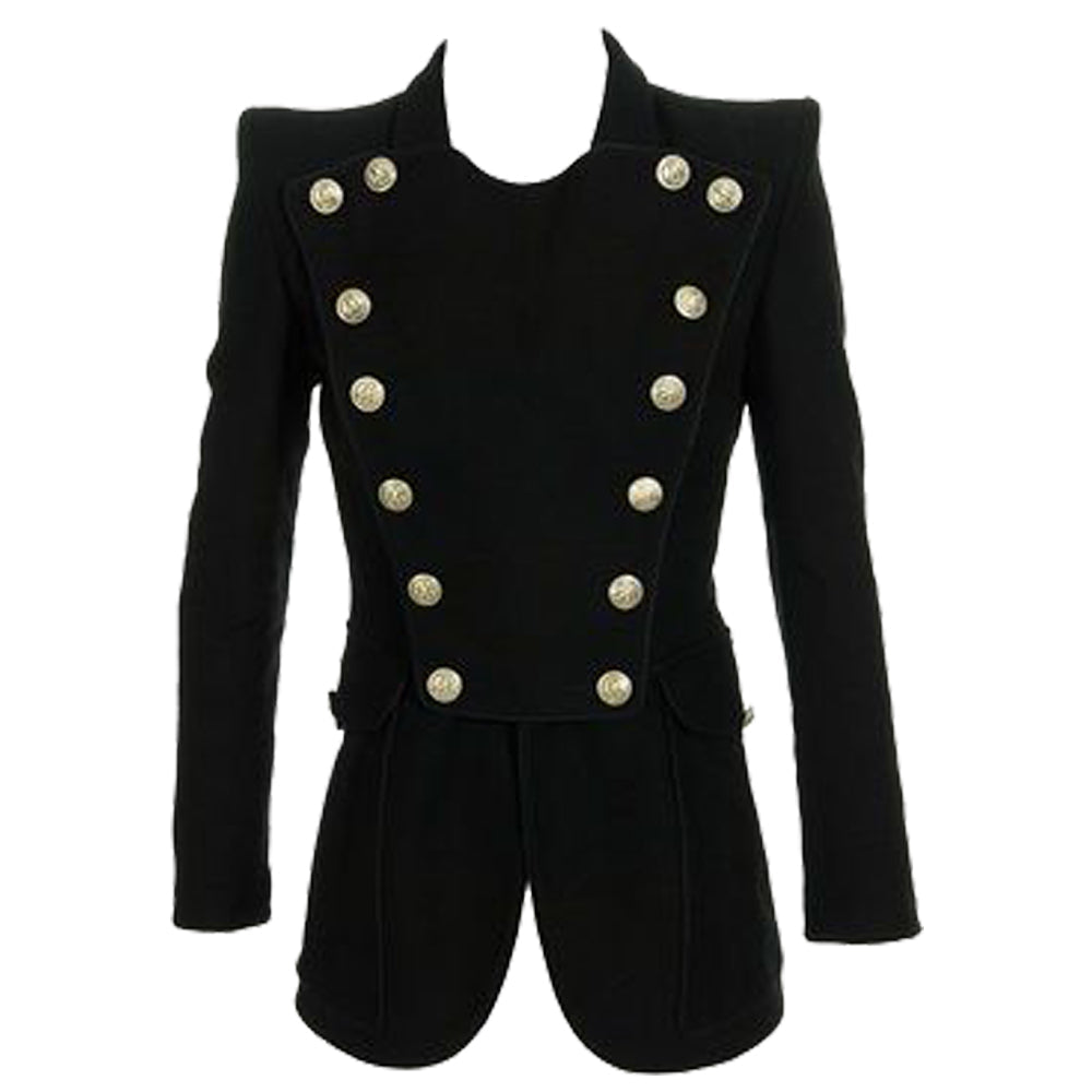 Women Black Gothic Cotton Coat | Long Trench Jacket by Gothic Attitude