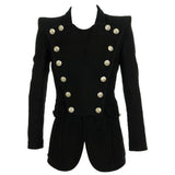 Women Black Gothic Cotton Coat | Long Trench Jacket by Gothic Attitude
