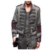 Men Pride Military Style Jacket | Bold Gothic Parade Coat with Colorful Accents