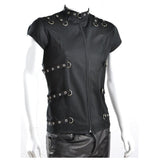 Men Gothic Black D-Ring Bondage Shirt | Short Sleeve Fetish Style Top