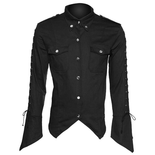Men Gothic Lace Sleeve Cotton Shirt | Victorian Halloween Full Sleeve Maurice Shirt