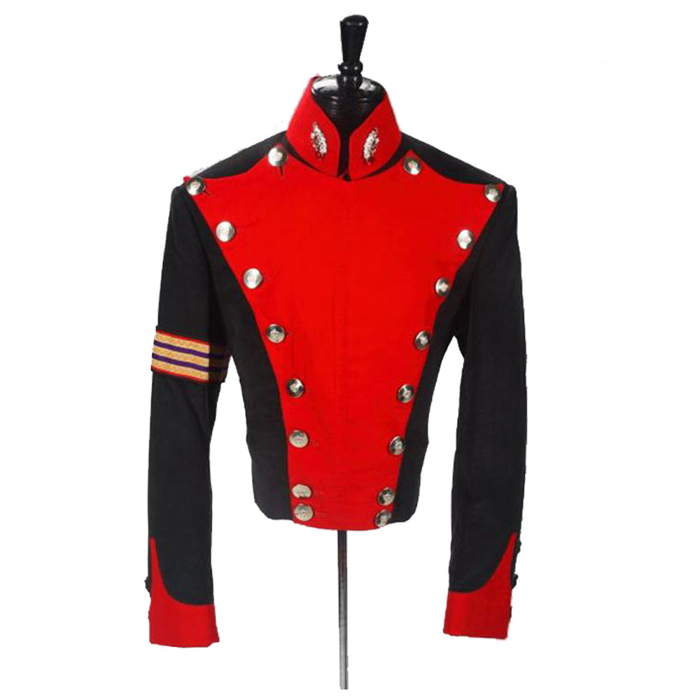 Men Red Michael Jackson Gothic Party Jacket | Thriller-Inspired Retro Costume Coat