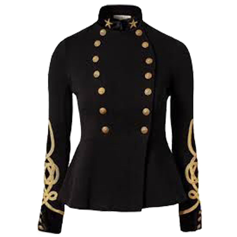 Military Goth Steampunk Victorian Black Trench Coat | Women's Gothic Long Jacket