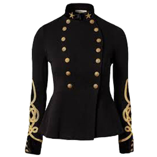 Military Goth Steampunk Victorian Black Trench Coat | Women's Gothic Long Jacket