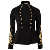 Military Goth Steampunk Victorian Black Trench Coat | Women's Gothic Long Jacket