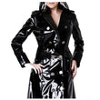 Women Shiny Black Vinyl PVC Gothic Coat | Wet Look Trench Rain Coat