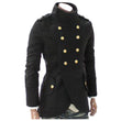 Men Gothic Double Breasted Wool Coat | Victorian Military Style Long Coat