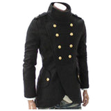 Men Gothic Double Breasted Wool Coat | Victorian Military Style Long Coat