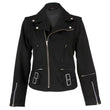 Women Black Gothic Jacket | Punk Motorcycle Cotton Outerwear Jacket