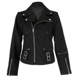 Women Black Gothic Jacket | Punk Motorcycle Cotton Outerwear Jacket