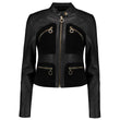 Women Michael Kors Black Leather Jacket | Suede-Panel Luxury Designer Outerwear