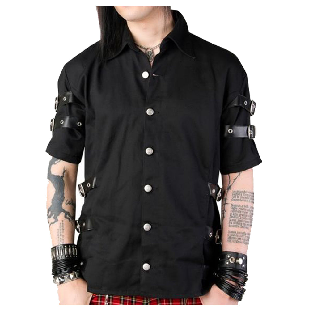 Men’s Gothic Black Cotton Short Sleeve Shirt
