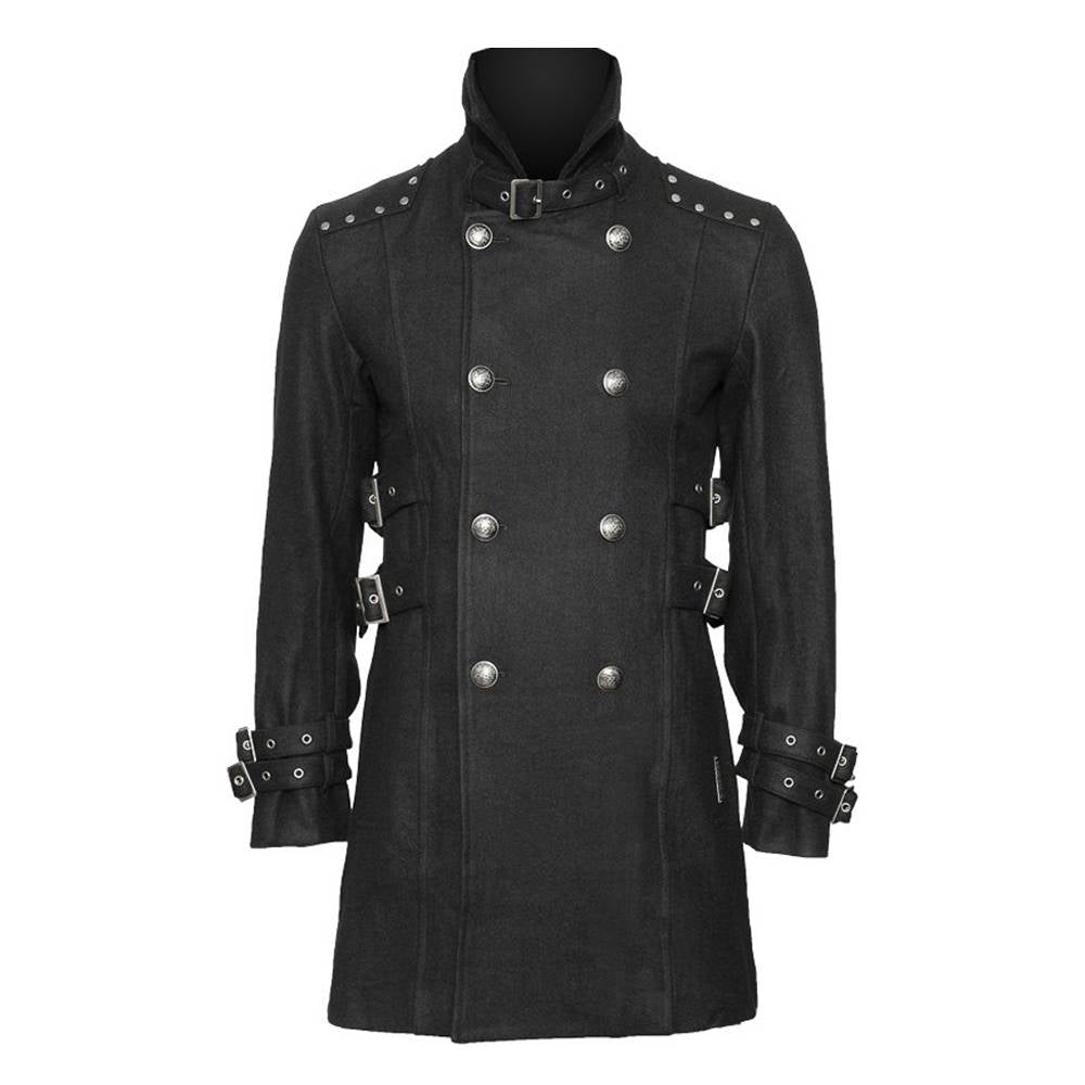 Men Gothic Double-Breasted Military Wool Coat | Nocturne Officer Trench Style Coat