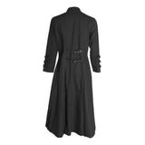 Psycho Guard Gothic Long Coat | Industrial Trench with Rivets, Buckles & Tactical Zippers