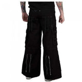 Men Gothic Bondage Pants | Steampunk Zip-Off Trouser with Handcuff and Chain