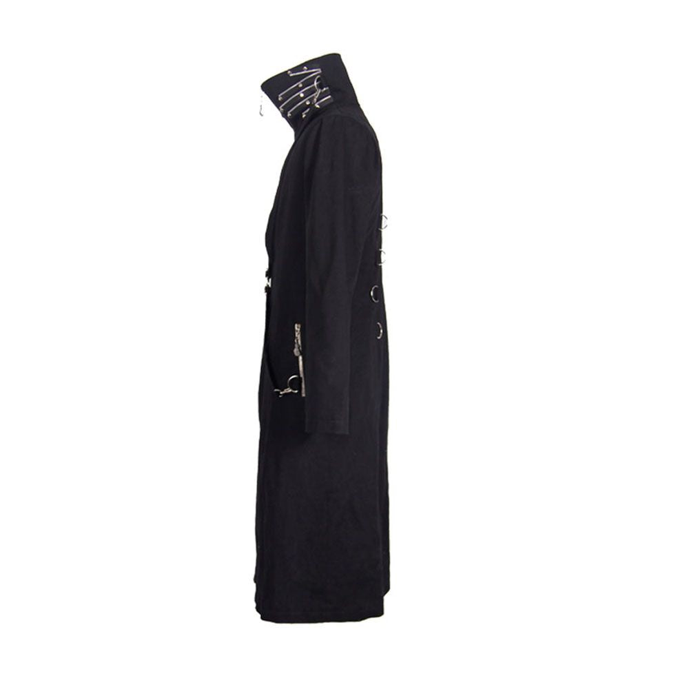 Mens Gothic Coat Stand Collar Punk Rock Coat Windbreaker - Alternative Gothic Dark Wear | Embrace Dark Aesthetic Men & Women Gothic Clothing